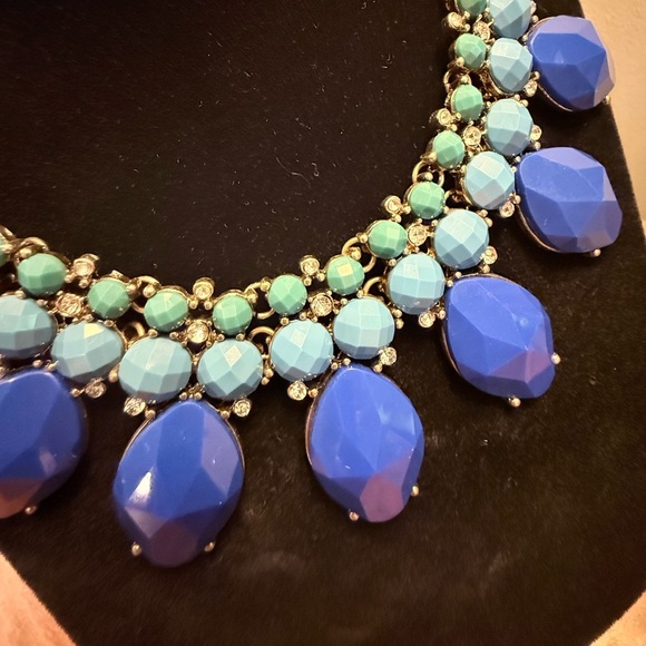 J. Crew Blue/Green and Gold Statement Necklace - Picture 4 of 5